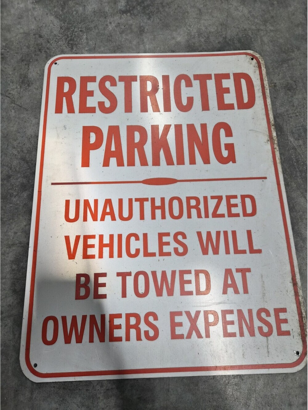 "RESTRICTED PARKING TOWED AT OWNERS EXPENSE Metal Sign T.F Green Airport